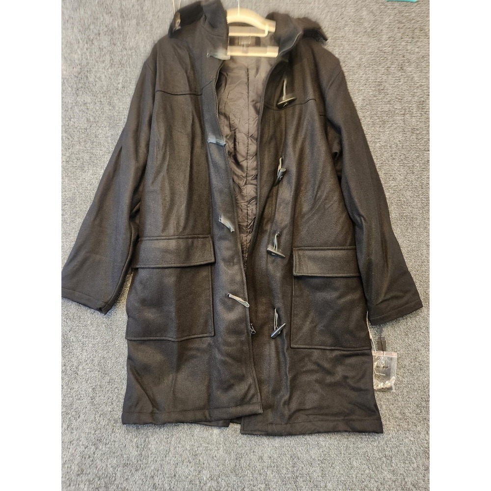 Colebrook Coat Mens XL Black Wool Parka Hooded Toggle Full Zip Lined Insulated